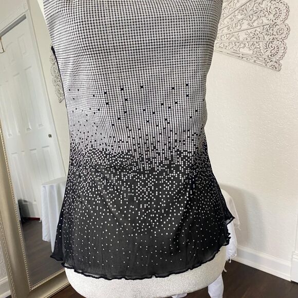 Early 2000’s Slinky Black Silver Gray Sheer Mesh Glitter Sequin Disco Cami S - Picture 3 of 6
